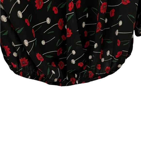 ASTR Surplice Floral Wrap Top 3/4 Sleeve Elastic Waist Romantic Blouse Medium - Picture 3 of 6